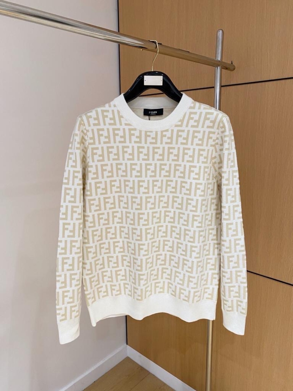 Crewneck Sweater in Ivory & Beige